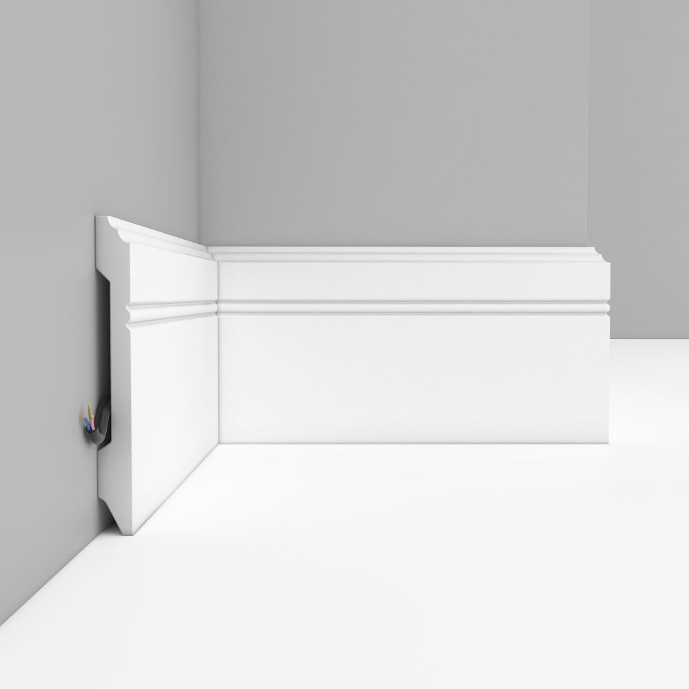 Плинтус напольный дюрополимер под покраску D105F 107×12×2400 мм DecoMaster