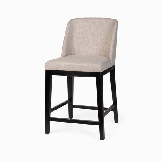 Полубарный стул Morgan деревянный каркас и серая ткань сиденья 