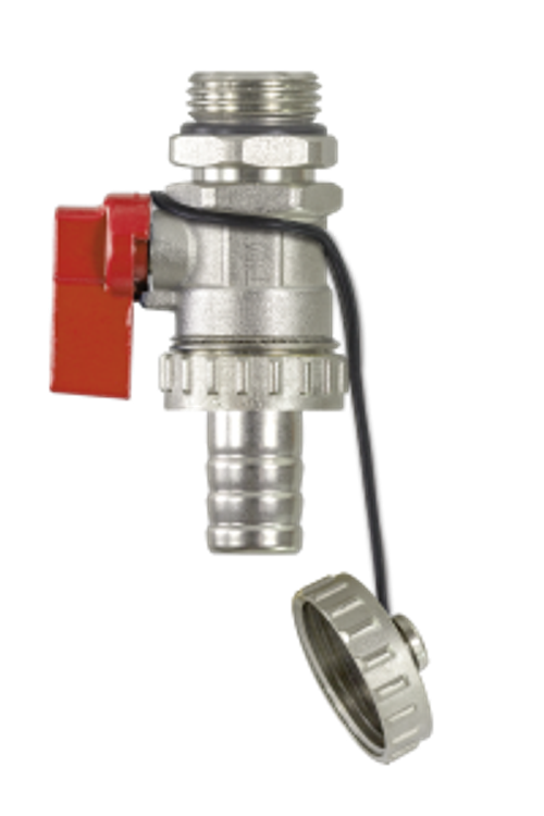 Дренажный кран+штуце  (крас.+син.) TIM