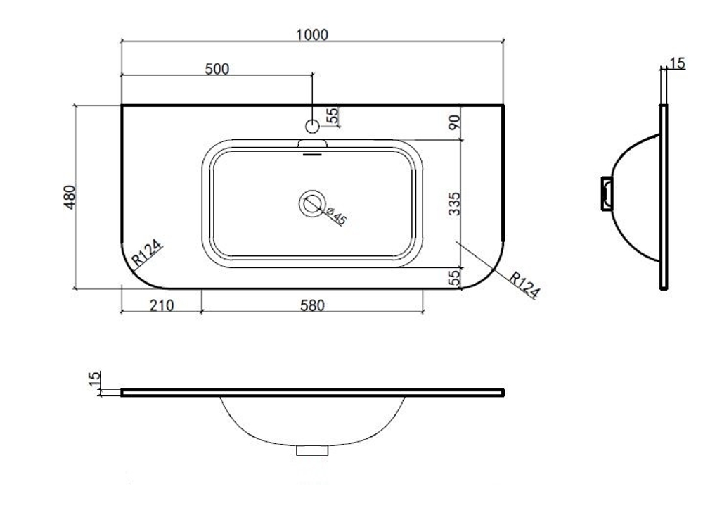 Раковина Alto VCB-4A100MW, Corian, цвет белый матовый