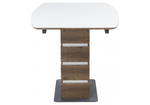 Стол стеклянный Woodville на тумбе Фернан белый, орех кантри