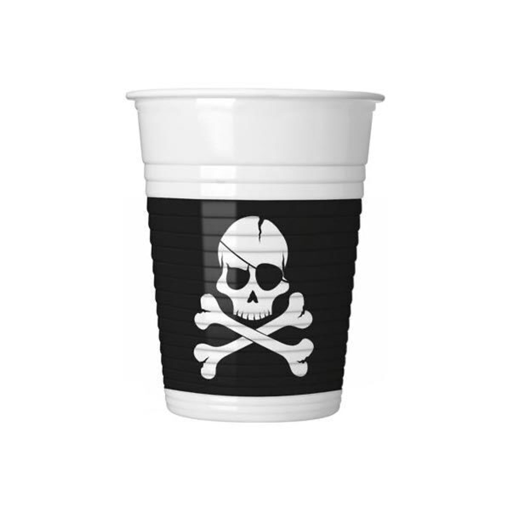 Стакан пл Череп Пирата черн 200мл 8шт/Р