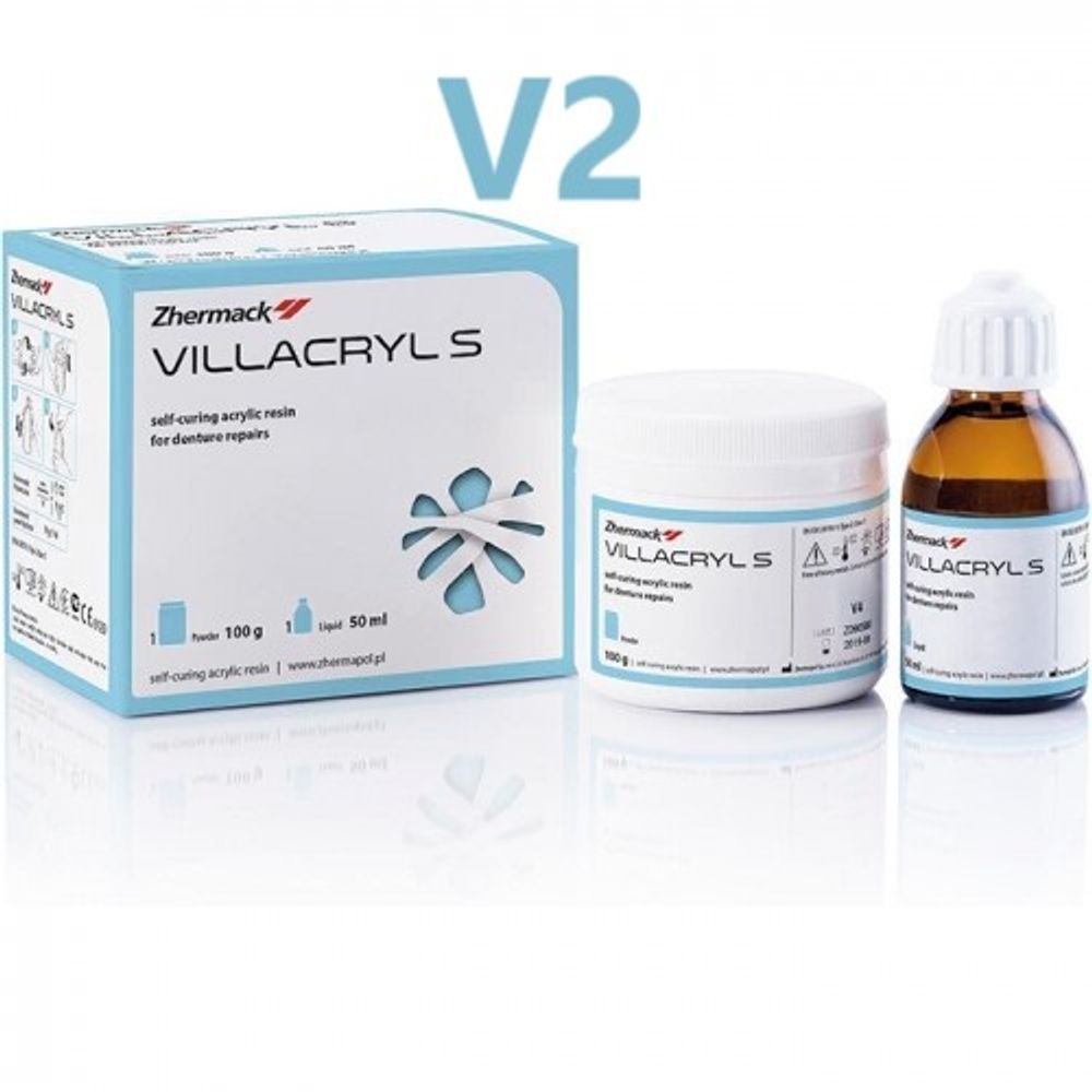 --- Villacryl S набор цвет V2 (100гр.+50мл.) Виллакрил S, холодной полимеризации для починок зубных протезов