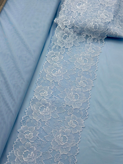 Эластичное кружево голубое ширина 17,5 см