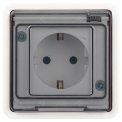 Розетка ЭРА Эксперт 11-2521-01 с заземлением с крышкой 2P+E IP55 16A-250В СУ белый | Эра Эксперт