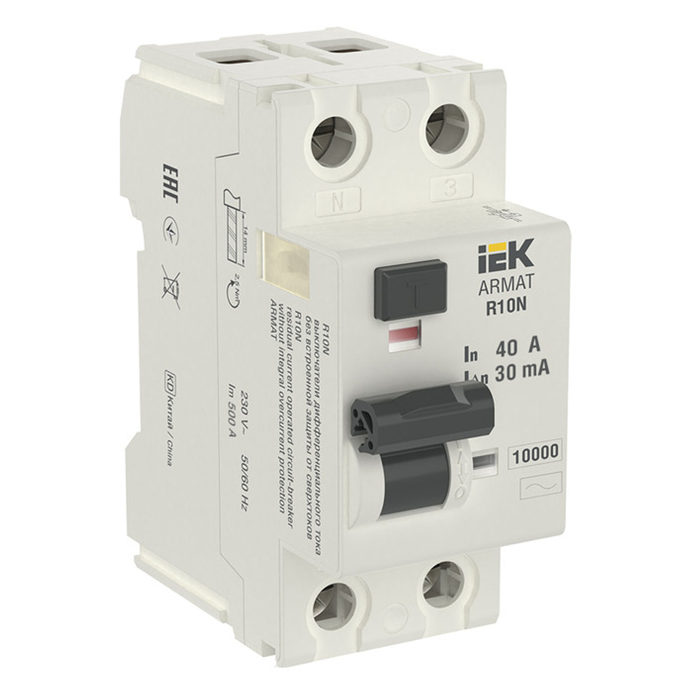 Выключатель дифференциального тока (ВДТ, УЗО)  IEK AR-R10N-2-040C030
