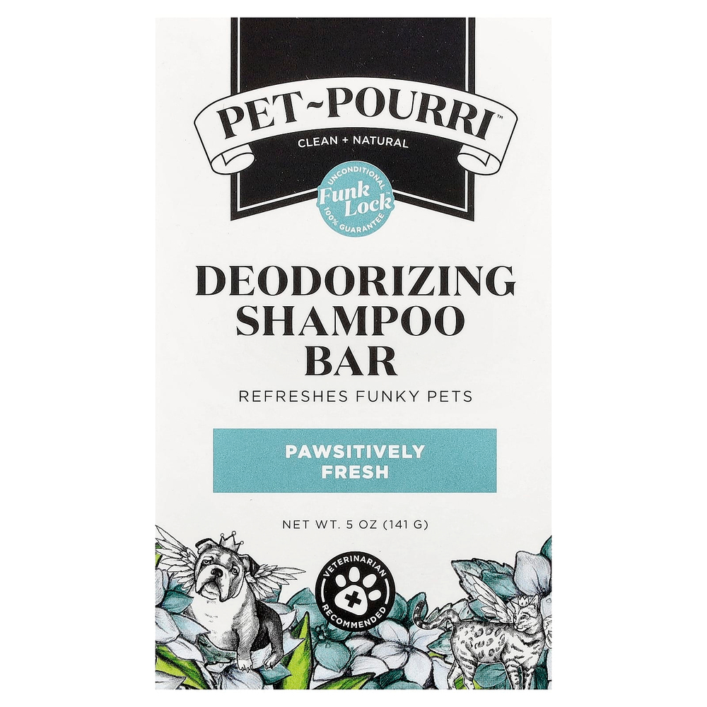 Poo-Pourri, Pet-Pourri ™, дезодорирующее твёрдое мыло-шампунь для домашних животных, Pawsitively Fresh, 141 г