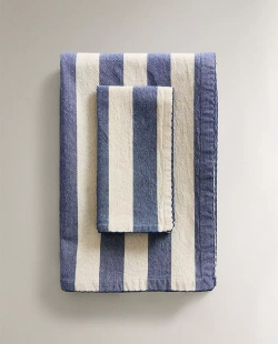 ZARA HOME БАЗОВАЯ СКАТЕРТЬ В ПОЛОСКУ, ЭКРЮ/СИНИЙ