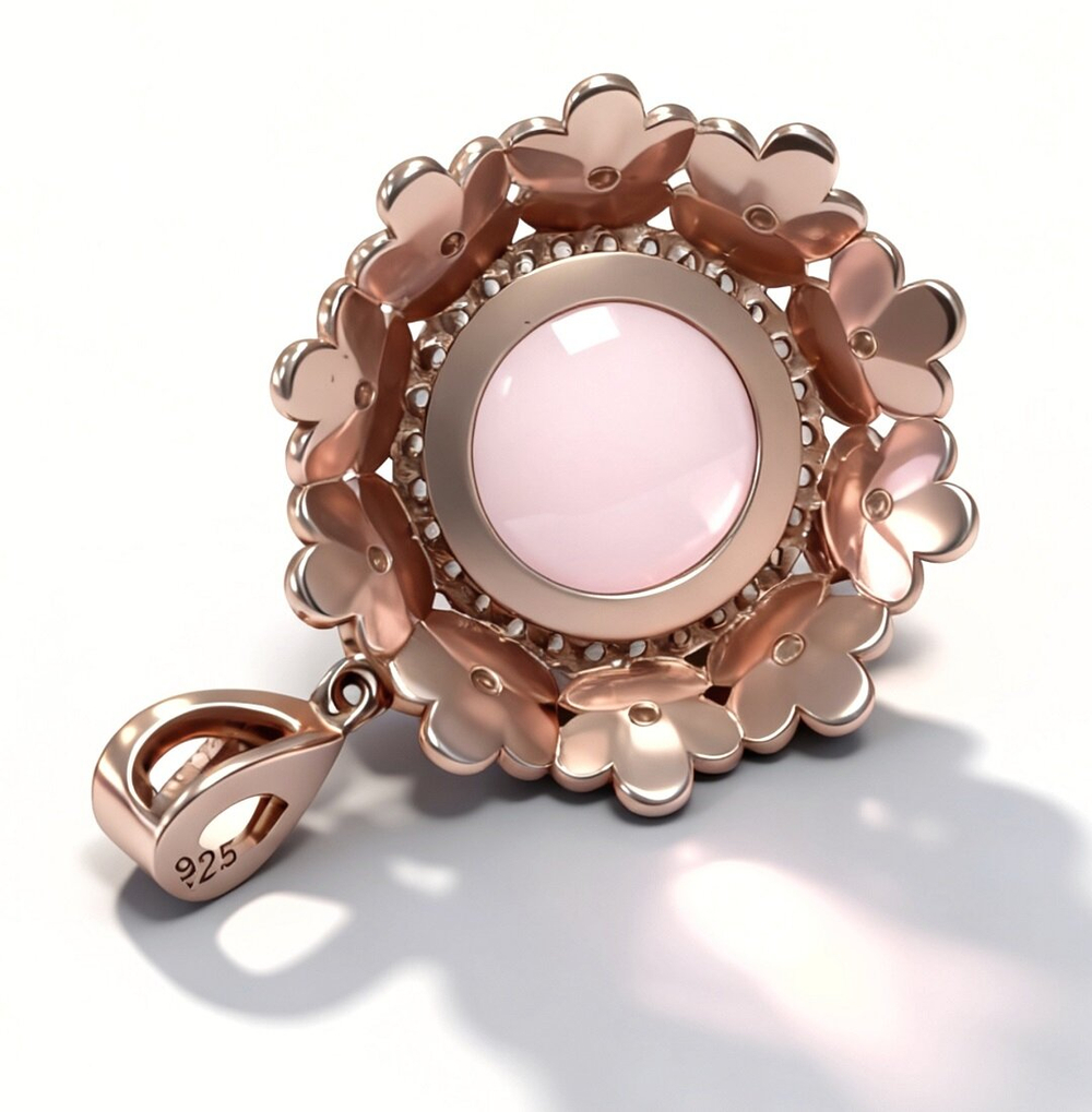 Ювелирная подвеска из серебра с позолотой,вставка кварц,фианит,эмаль.