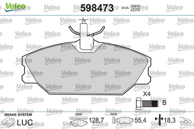 VALEO - 598473-VAL - Brake Pad Set, disc brake