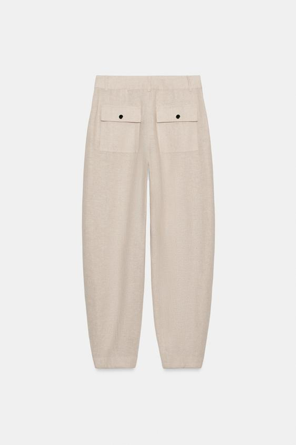 ZARA БРЮКИ BARREL ИЗ ЛЬНЯНОГО МИКСА, СВЕТЛО-БЕЖЕВЫЙ