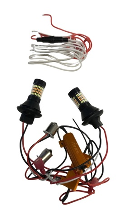 Автомобильные светодиодиодные лампы 1-контактная 1156 BA15S 12В поворот + ходовые огни линза