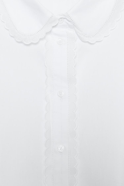 ZARA РУБАШКА С БОЛЬШИМ ОТЛОЖНЫМ ВОРОТНИКОМ, БЕЛЫЙ