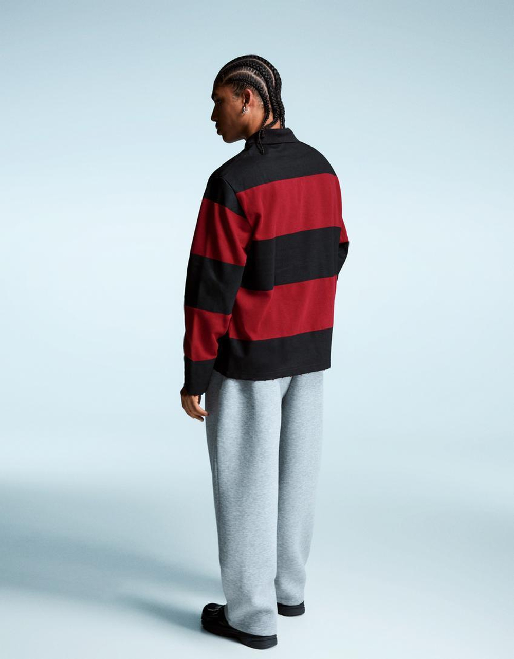 BERSHKA Футболка-поло с принтом Nightmare on Elm Street, красный