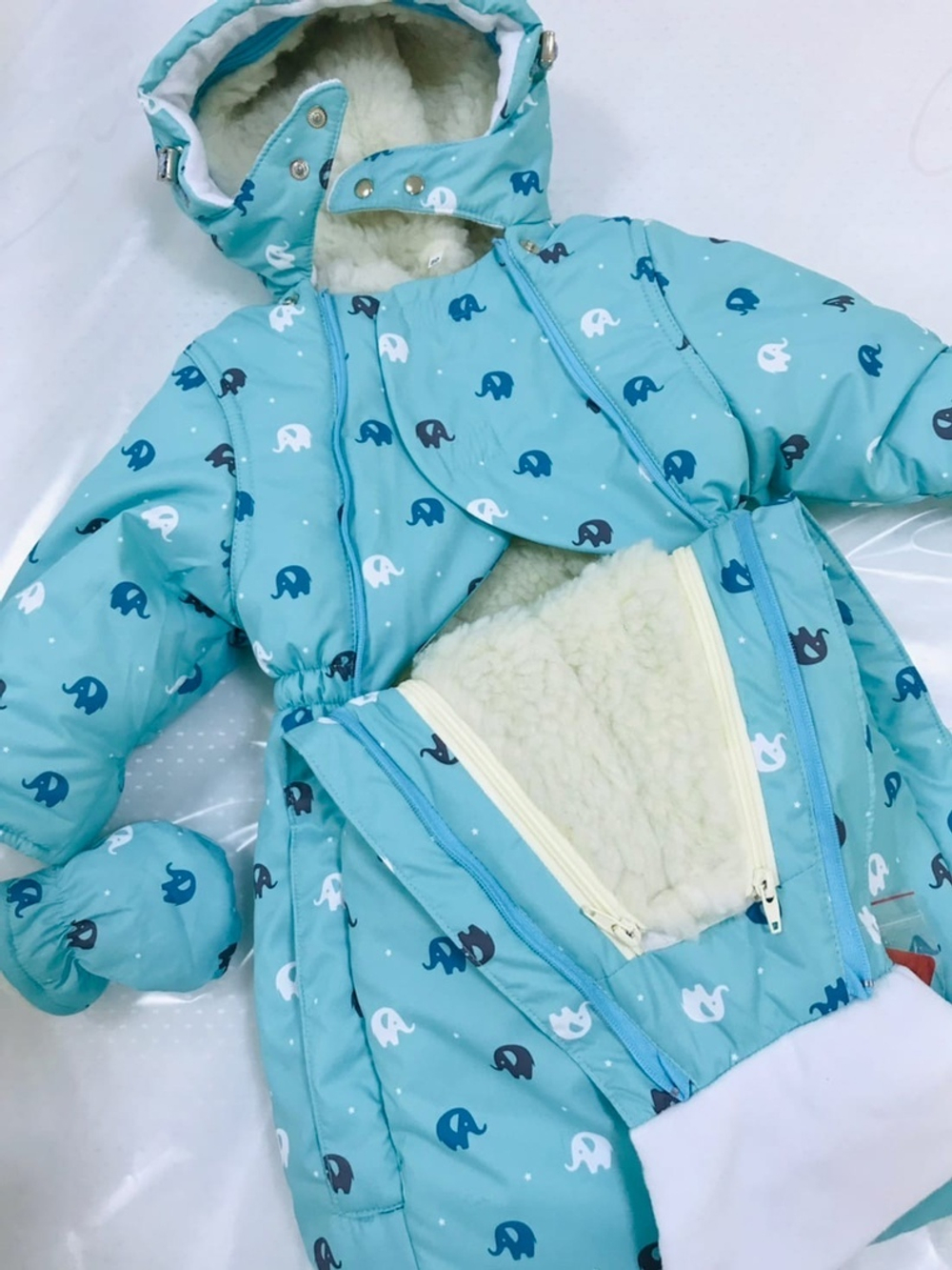 Комбинезон-трасформер детский 2в1 "Слоники" , модель: 72-18 (Rusland) (Цвет: Серый, Размер: 80)