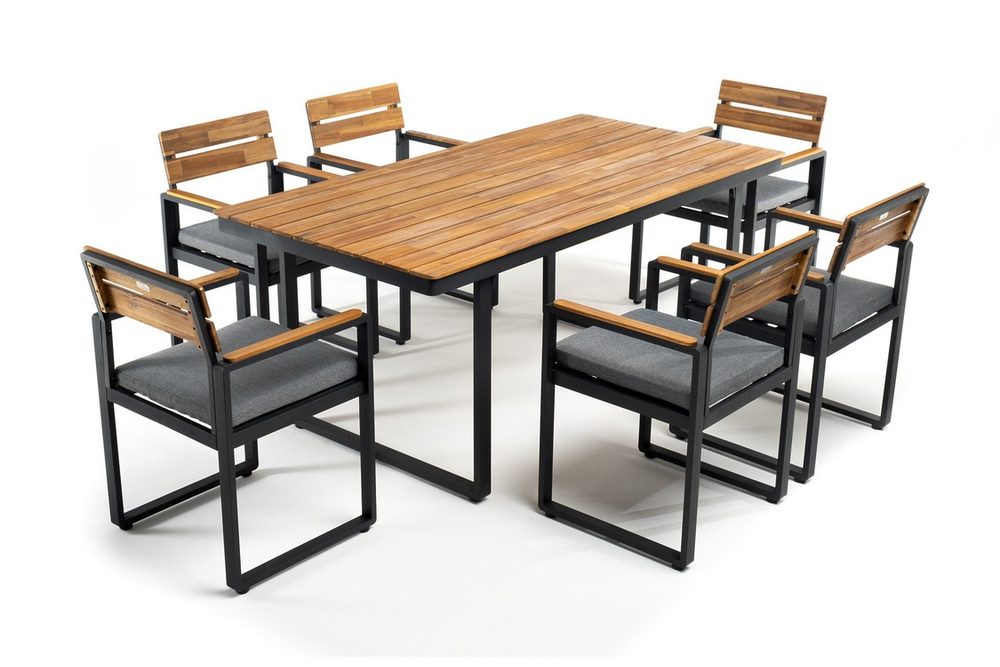 Обеденная группа из алюминия Joygarden ТОПА L, темно-серый графит, серый антрацит