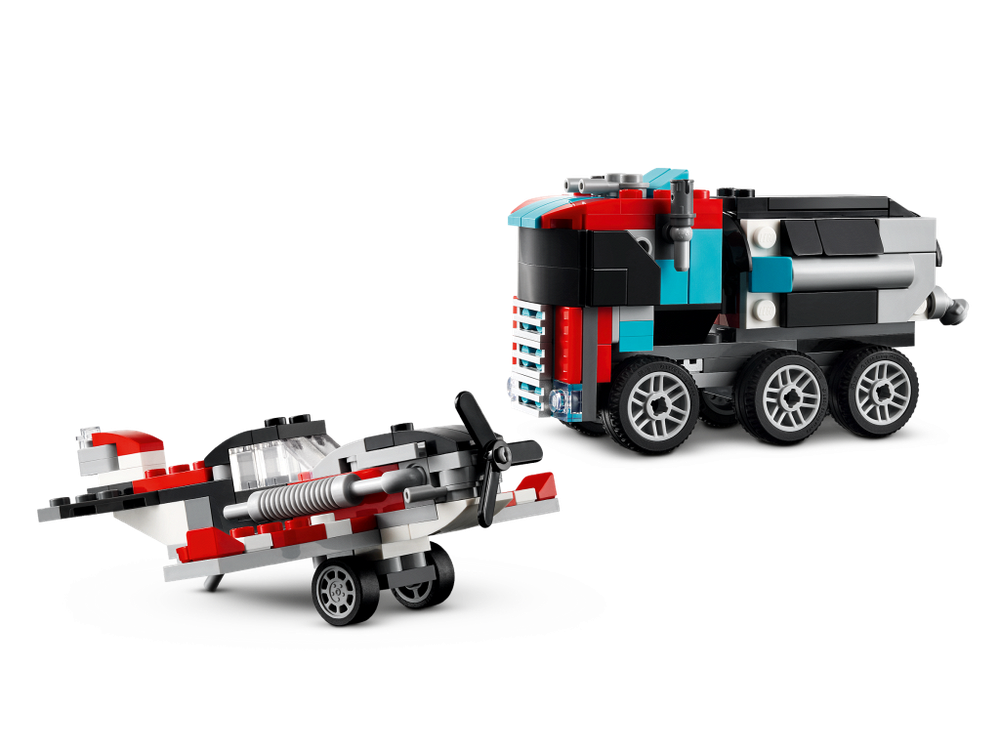 LEGO Creator 31146 — грузовик-платформа с вертолётом, конструктор 3-в-1