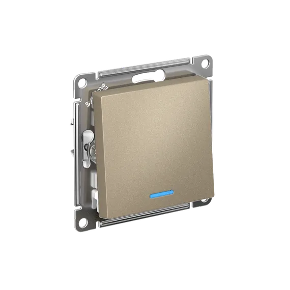 Выключатель 1-кл. СП AtlasDesign 10А IP20 (сх. 1а) 10AX с подсветкой механизм шампань SE ATN000513