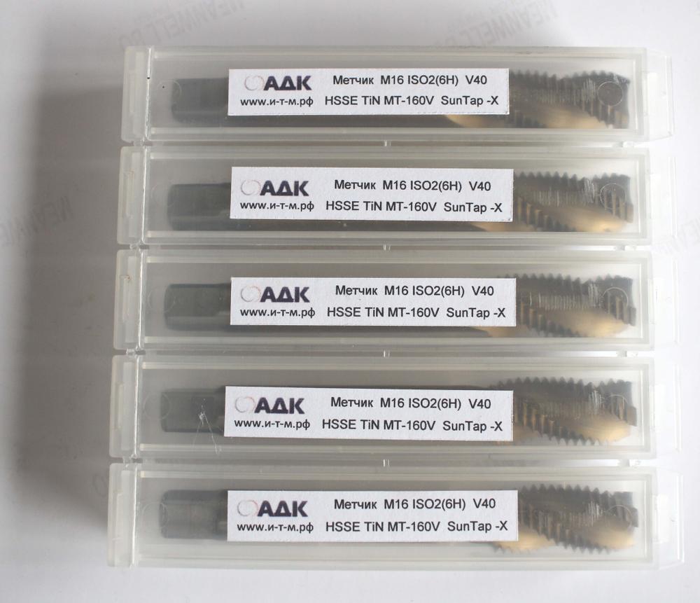 Метчик M16 DIN376 ISO2(6H) V40 HSSE TiN MT-0160V SunTap -X
