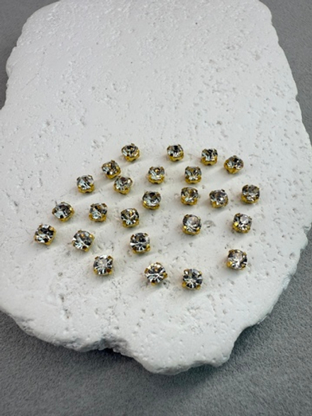 Шатоны 4 мм, Белый кристалл в золоте, 25 шт