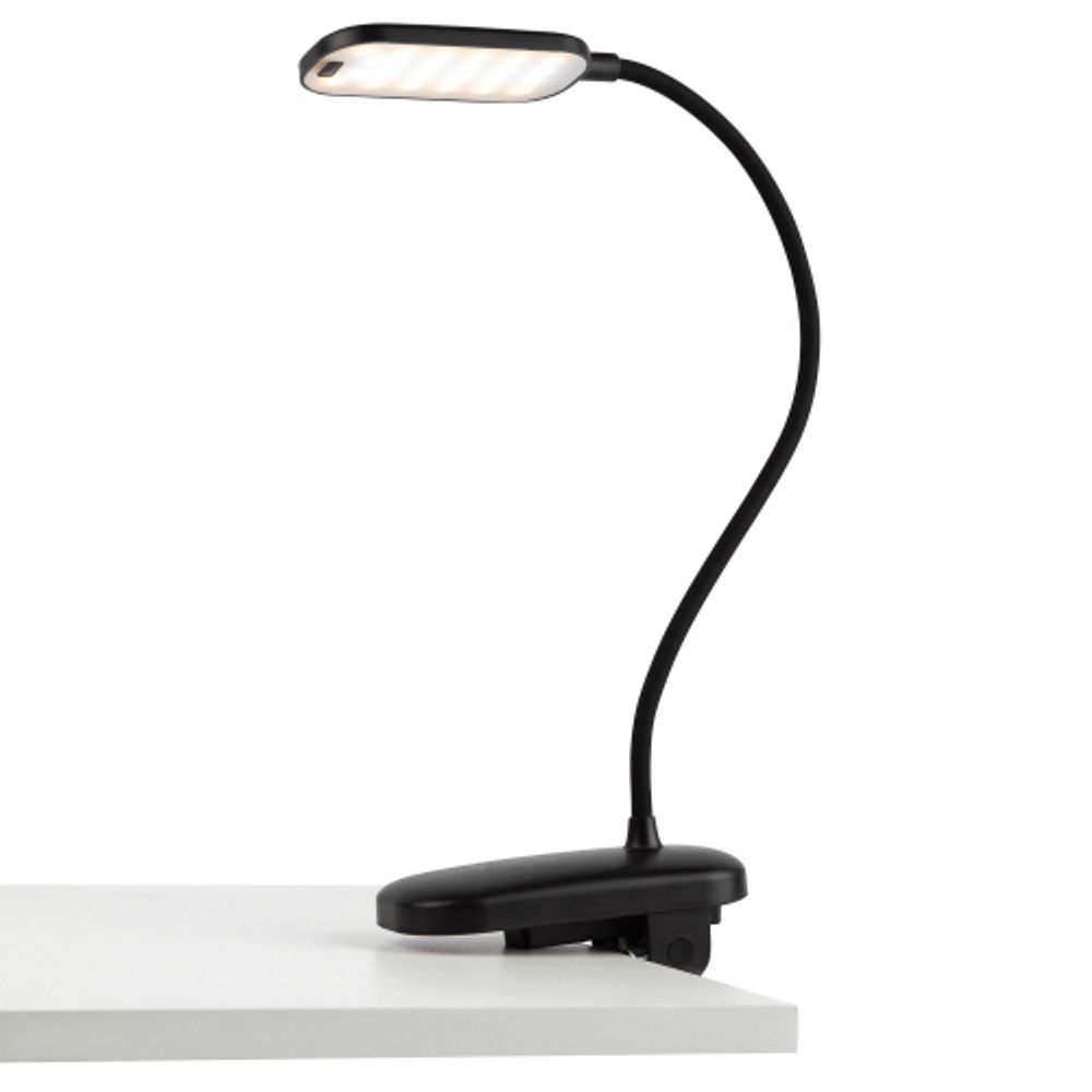 Настольный светильник ЭРА NLED-525-6W-BK светодиодный аккумуляторный на прищепке черный