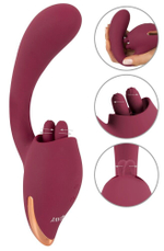 Малиновый вибратор с подвижными язычками 2 Function Vibrator - 20,6 см. (Цвет: малиновый)