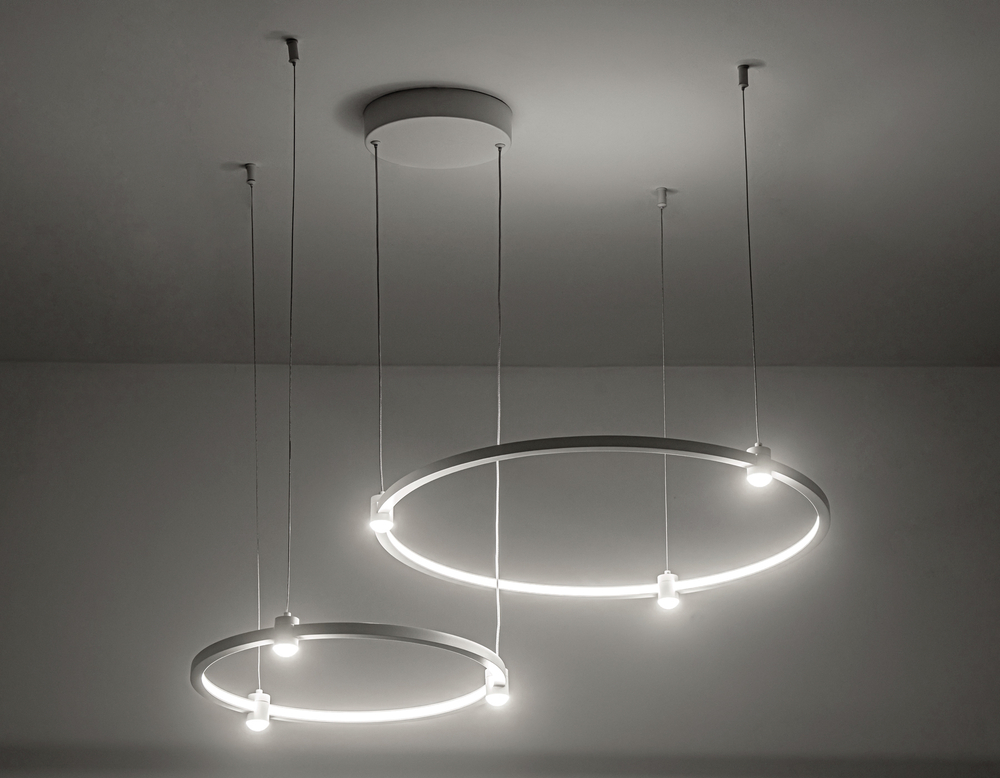 Светильник подвесной светодиодный FL5521/2+6 WH белый 45W 3000K/4200K/6400K D600/400*1300 (без ПДУ)