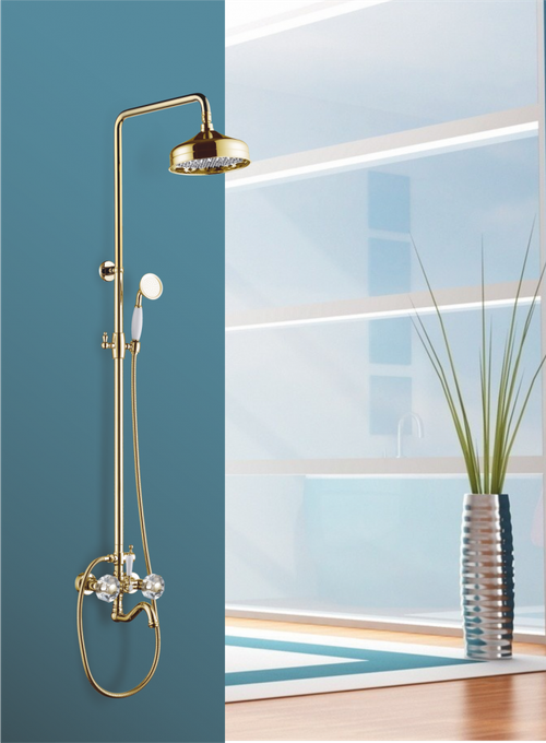 09062-E Двухвент  душевой рейлинг ЗОЛОТО  "GANZER"  (4/1шт)