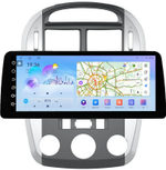 Магнитола для KIA Cerato 1 2004-2008 (кондиционер, аварийка внизу) - FarCar монитор 12.3" 2K QLED на Android 14, TS10, CarPlay, 4G SIM-слот