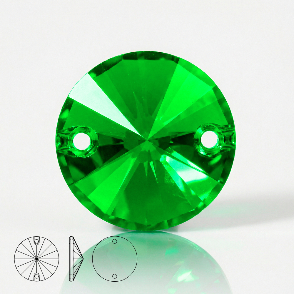Пришивные стеклянные стразы (Peridot / Ярко-зелёный) Rivoli