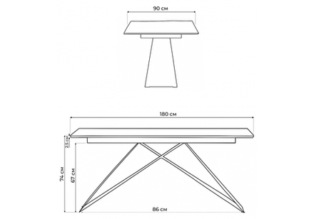 Стол стеклянный Woodville Ноттингем 180х90х74 оптивайт, черный