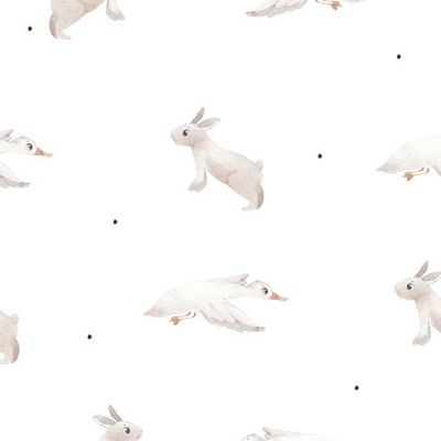 Лебедь и зайка на белом