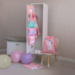 Набор для детского сада: кармашек, коврик, мешок. Единорог розовый