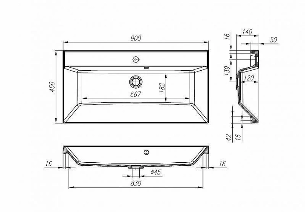 Тумба с раковиной BelBagno VITTORIA 2C SO 90 Pino