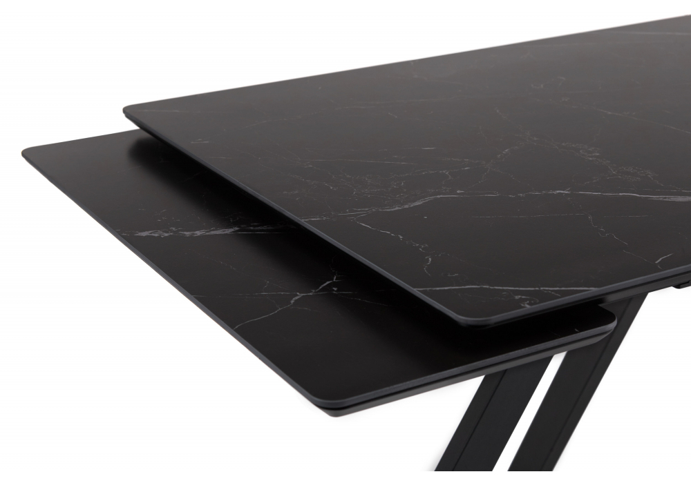 Керамический стол Woodville Вилли 120(180)х80 shakespeare black, черный, ножки черные