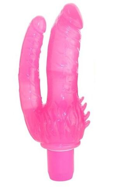 Розовый анально-вагинальный вибратор Penetrator Double Dong - 20 см. (Цвет: розовый)