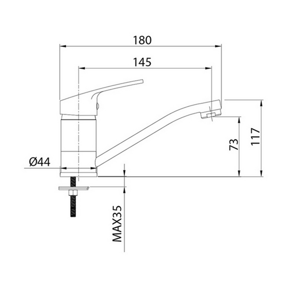 Смеситель для раковины 35к Milardo SIMSBR0M01 "Simp" пов излив ХРОМ