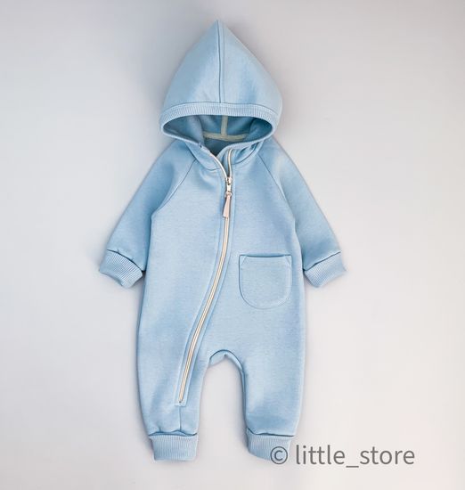 Комбинезон "Simple" из футера с начесом, Нежно-голубой