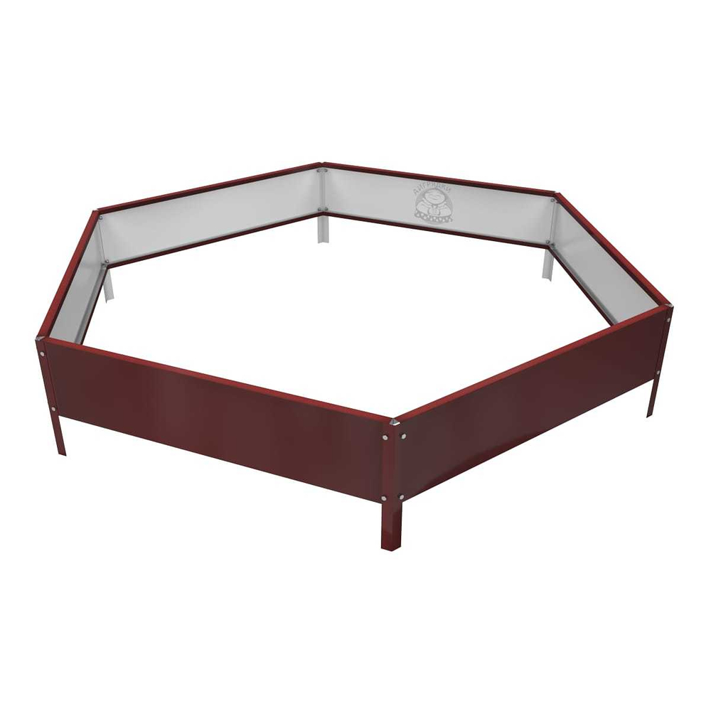 Клумба многоугольная оцинкованная с ножками 1 ярус RAL 3011 Красно-коричневый