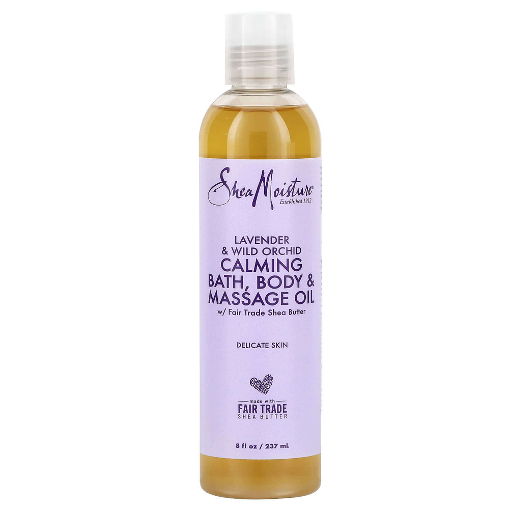 SheaMoisture, Успокаивающее масло для ванн, массажное масло для тела, для нежной кожи, лаванда и дикая орхидея, 237 мл (8 жидк. унц.)