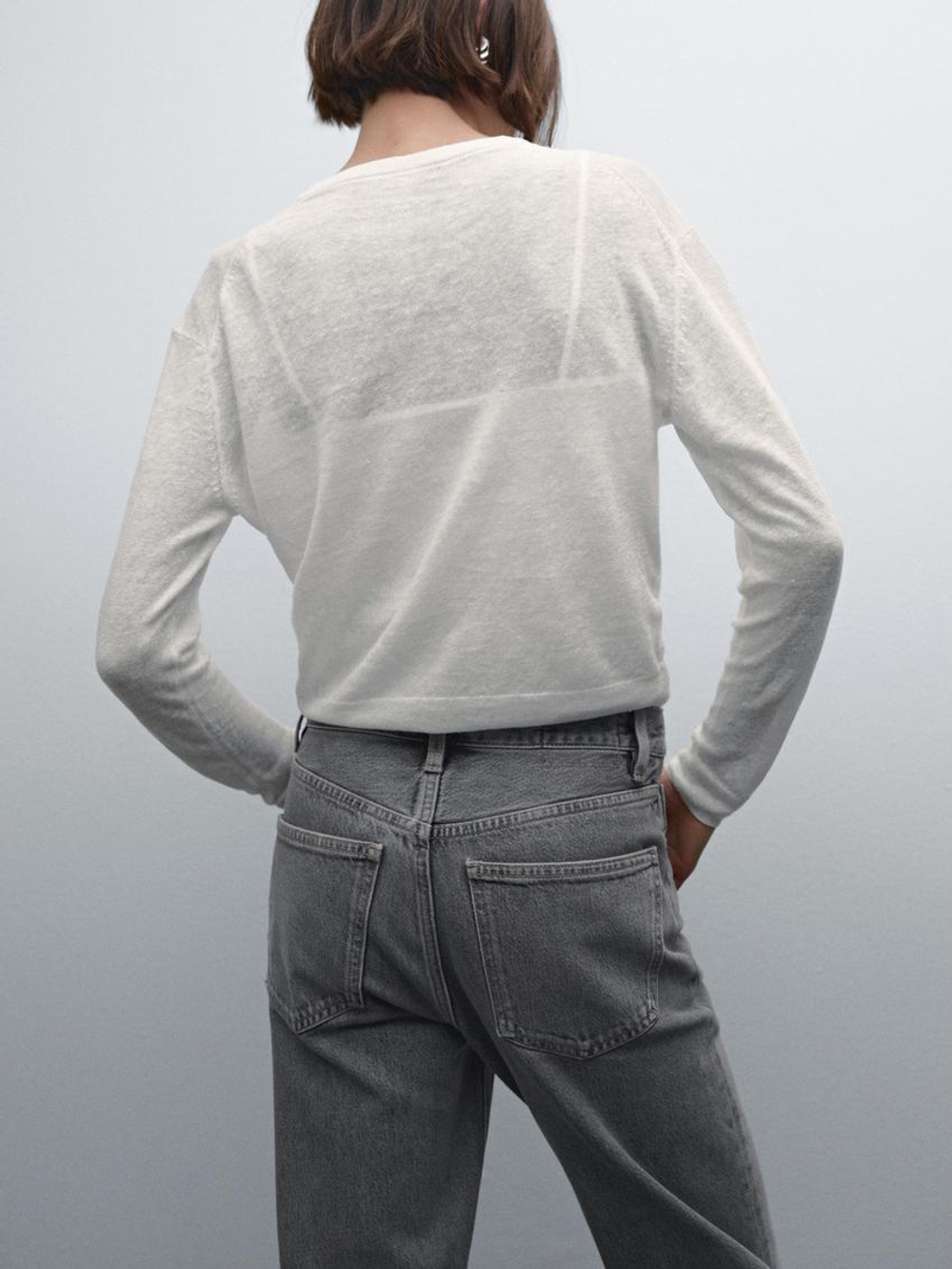 Massimo Dutti Джинсы прямого кроя из смесового хлопка с высокой посадкой, маренго