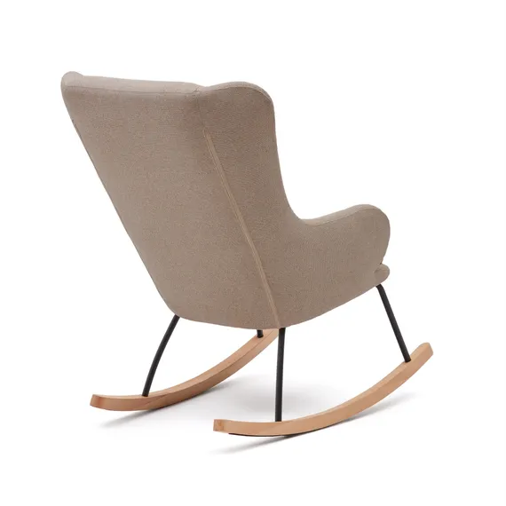 Maustin Кресло-качалка из бежевой овчины со стальной конструкцией и деревом бука