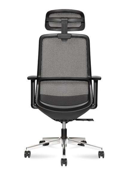 Кресло офисное Норден / Некст блэк хром / Next black chrome / черная сетка/черная ткань/хром база