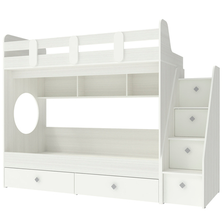 Двухъярусная кровать КарИВи Фортуна-2 Белое Дерево Белый