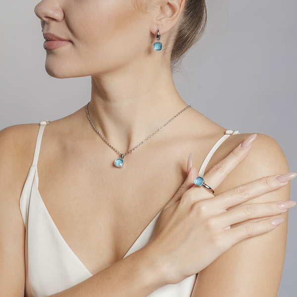 Кольцо Qudo Firenze aqua 19 мм 626081 BL/S размер 19