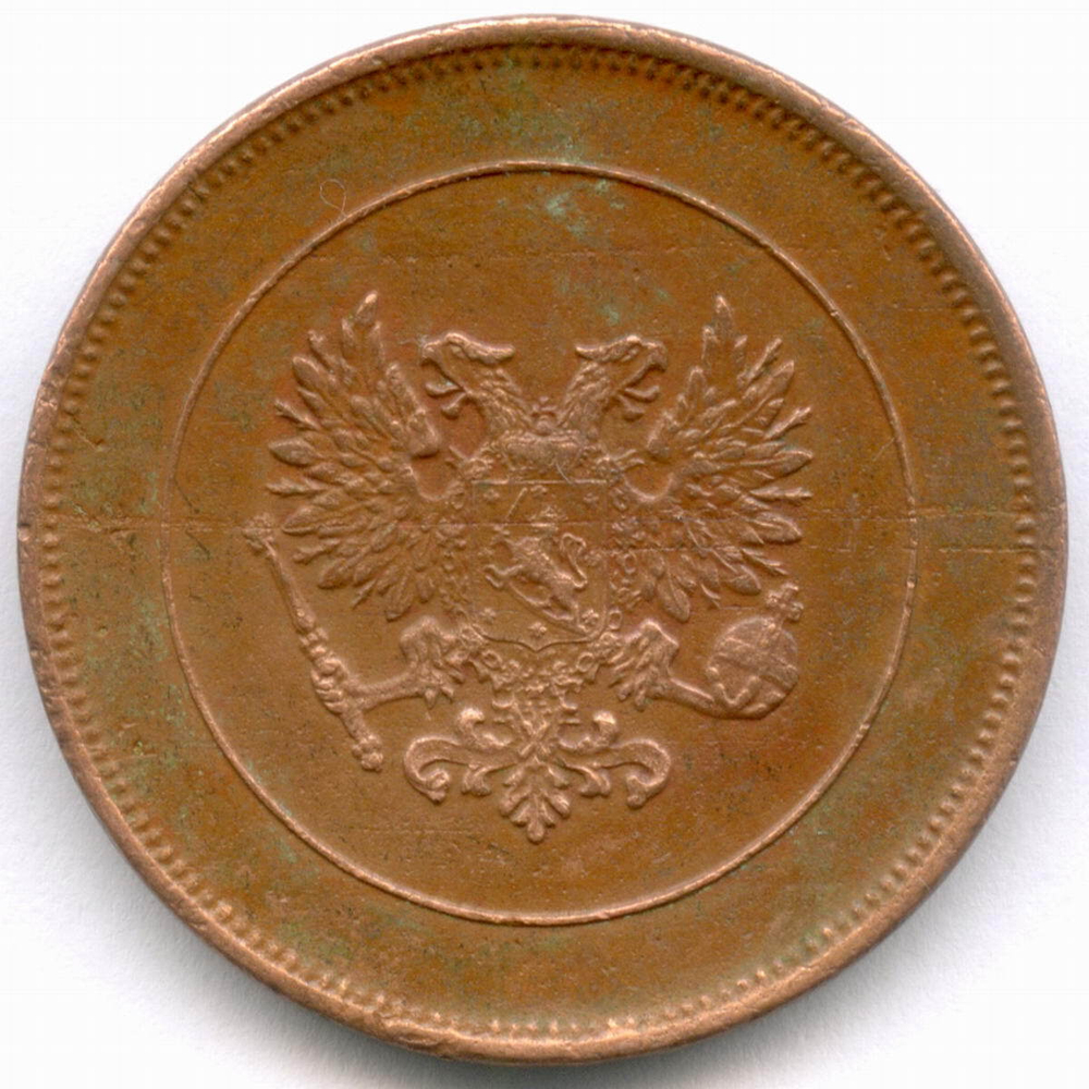 10 пенни 1917 год. Россия для Финляндии (Орел без корон). VF