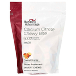 Bariatric Advantage, Chewy Bite, цитрат кальция, без сахара, тропический апельсин, 90 жевательных таблеток