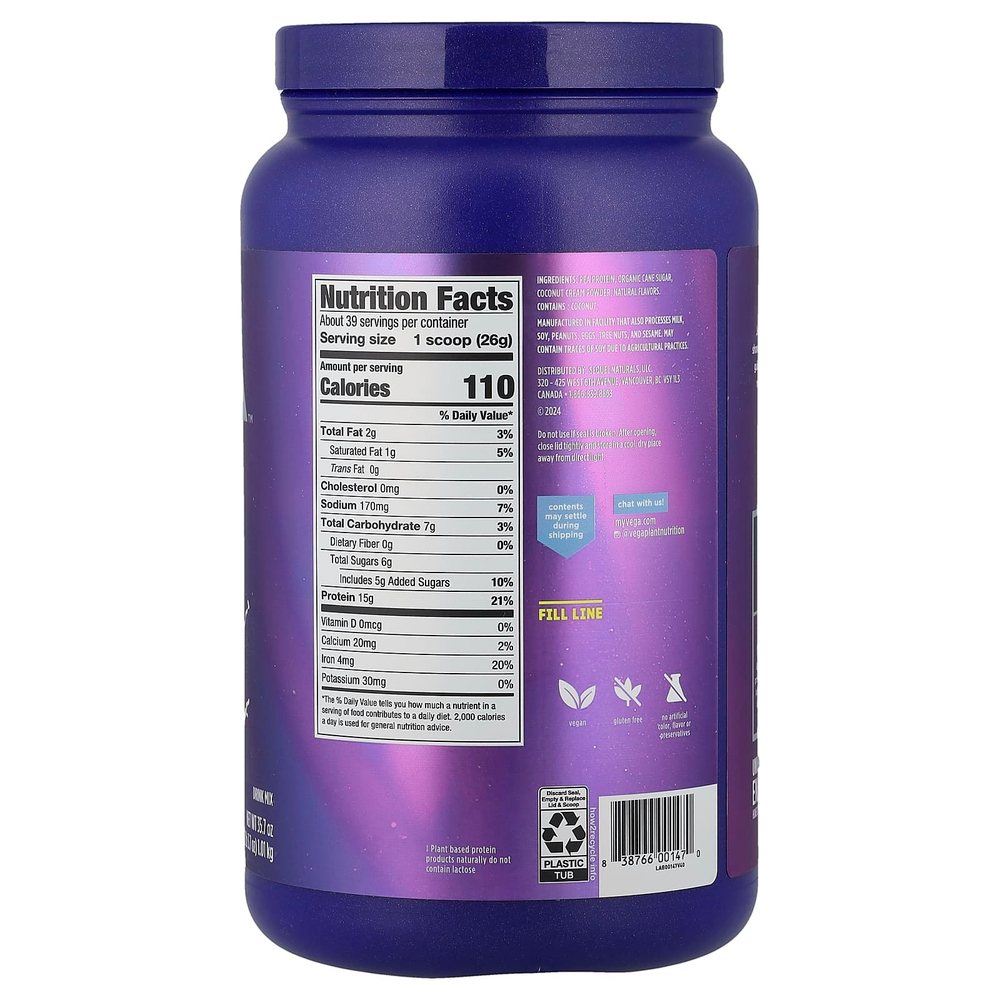 Vega, На растительной основе, Protein Made Simple, ваниль, 2 фунта (3,7 унции)