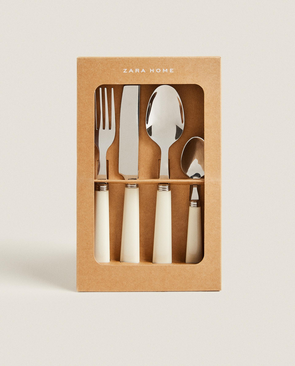 Zara Home набор столовых приборов из нержавеющей стали, цвет кремовый, 31 см
