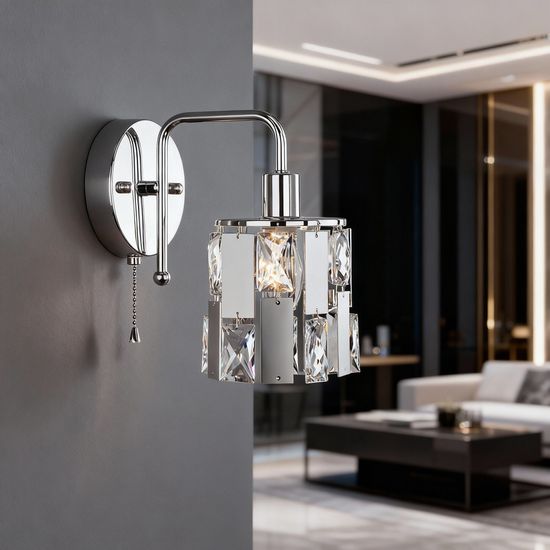 10101/1 / настенный светильник / хром/прозрачный хрусталь Strotskis